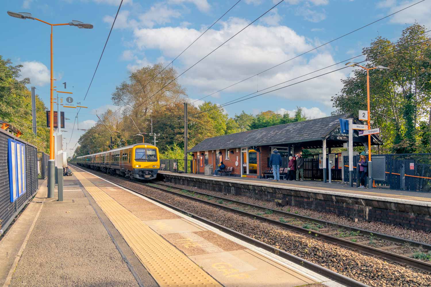 a train pulling into a station