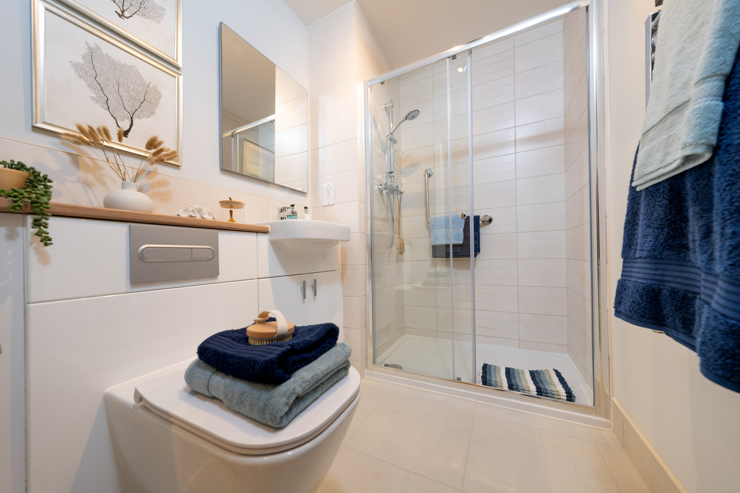 a bathroom with a glass shower