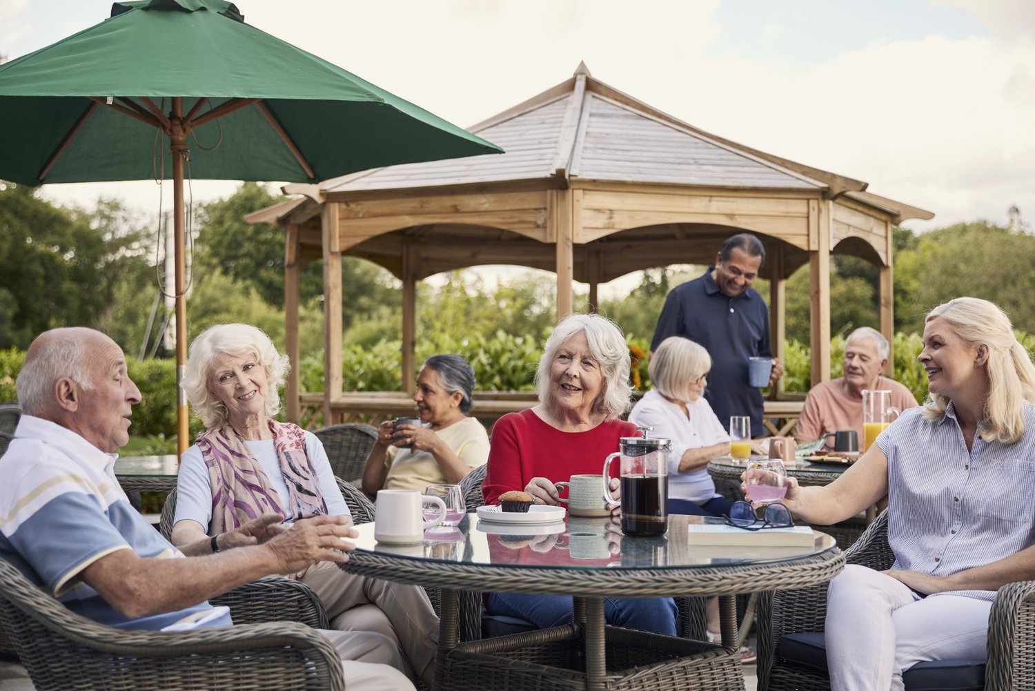a group of people sitting at a table