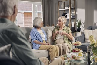 a group of people sitting on a couch