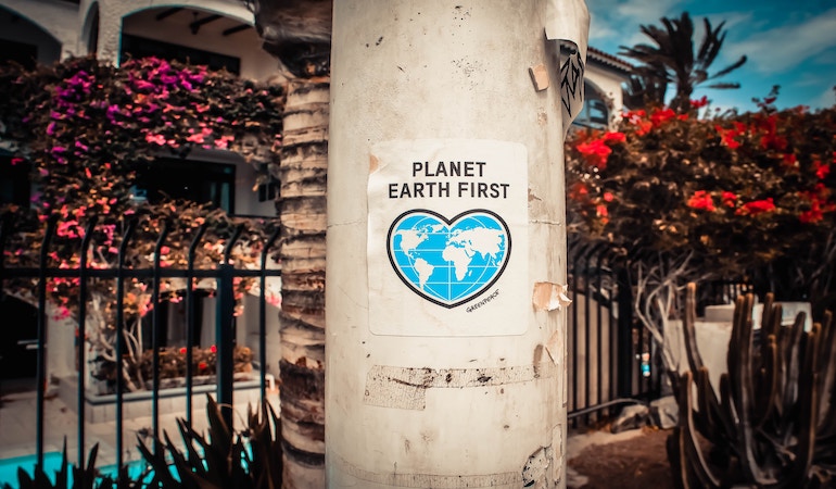 a sign on a pillar