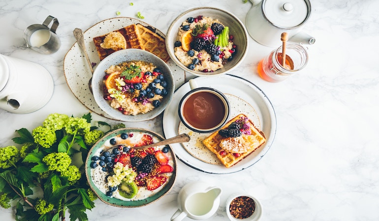 a table full of food