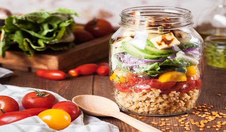 a glass jar with food in it