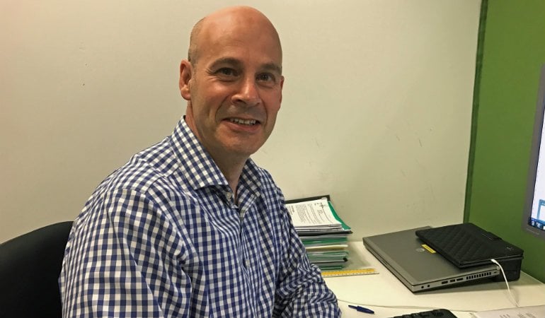 a person sitting at a desk