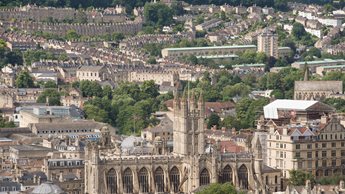 an aerial view of a city
