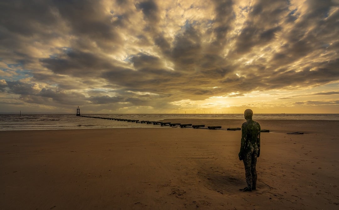 Crosby beach outside of Liverpool