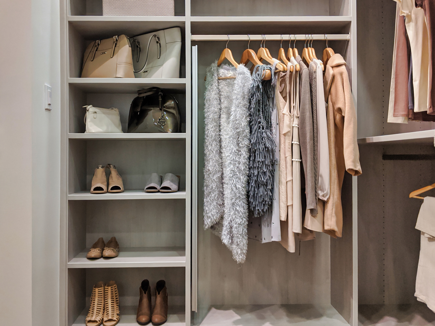 a closet full of clothes