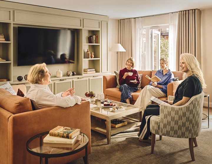 a group of people sitting on a couch