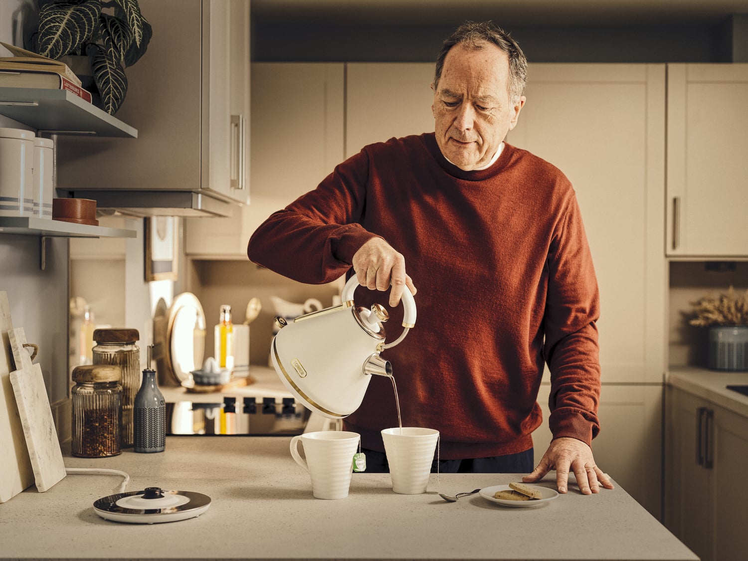a man holding a plate