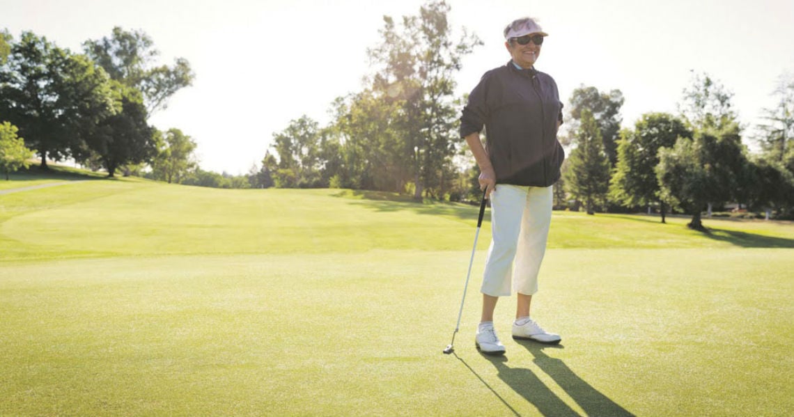 a man playing golf