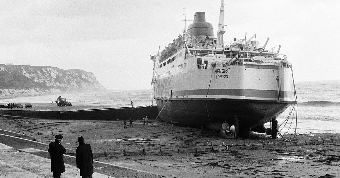 a large ship on the beach