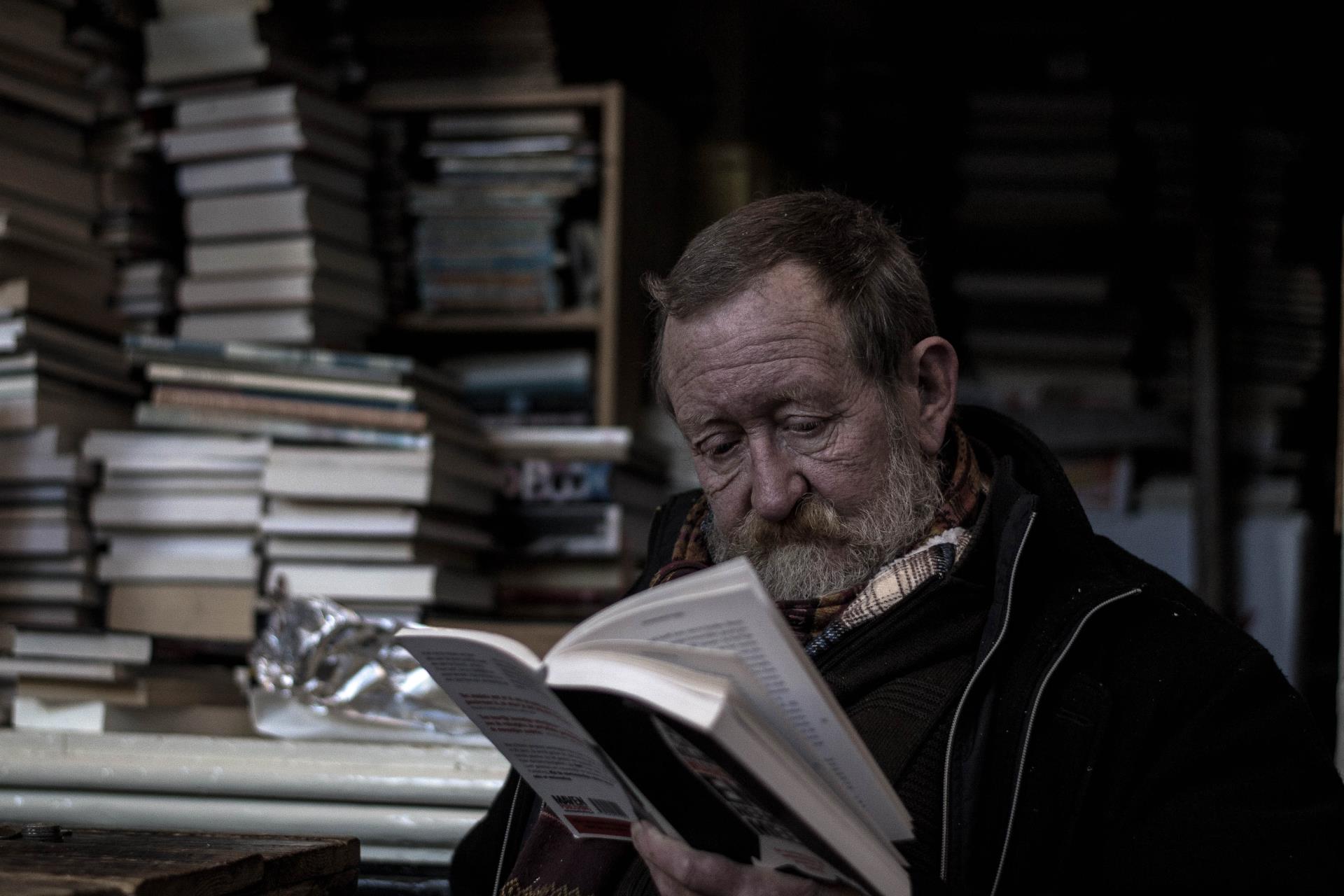 McCarthy Stone Man reading a book 
