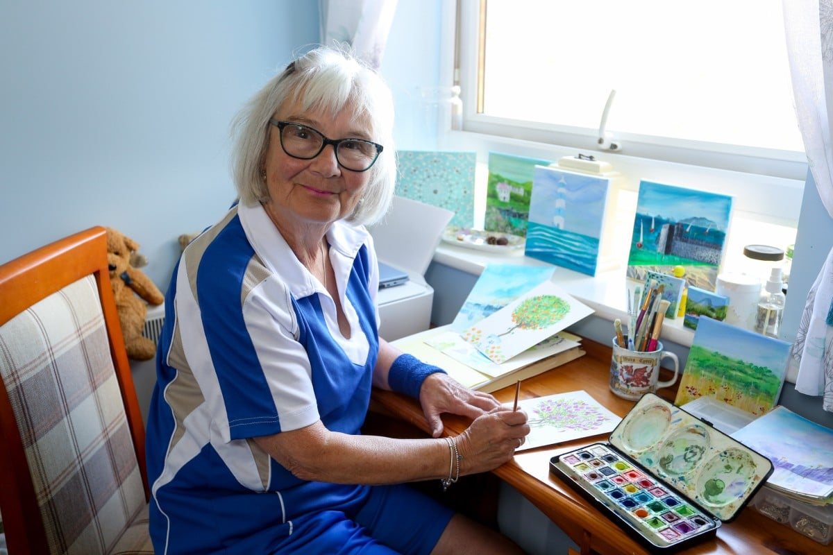 McCarthy Stone retirement apartment homeowner Jean loves painting as well as her retirement hobby, bowling