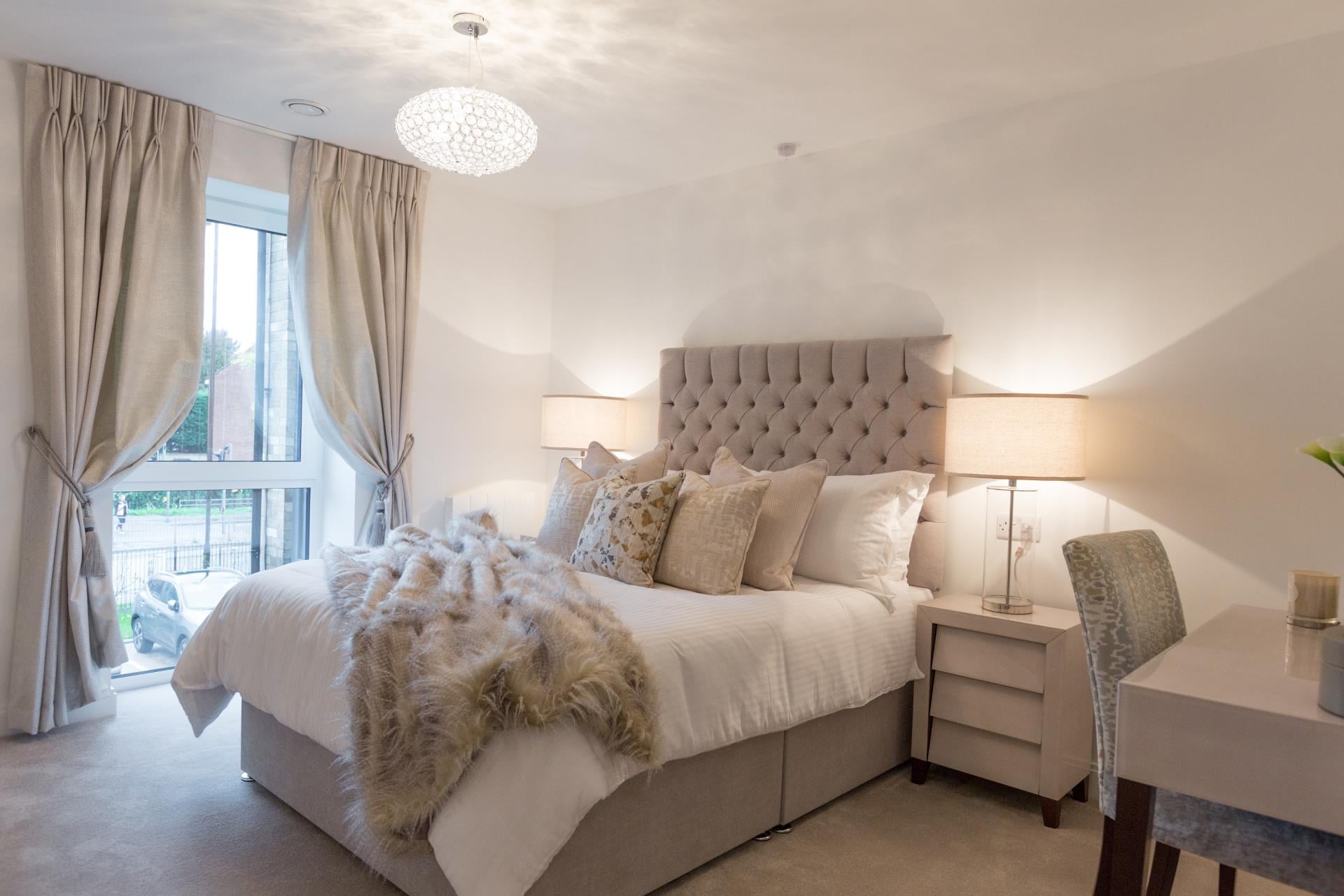 a bed in a room
