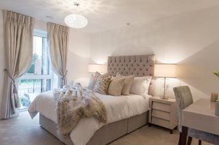 a bed in a room