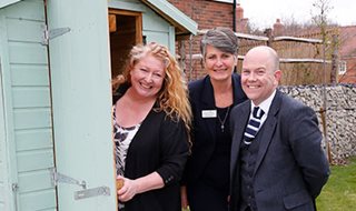 a group of people smiling