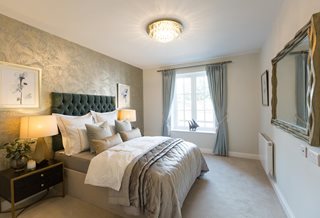 a bedroom with a large bed