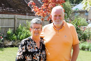Erika and Steve enjoy the garden at the McCarthy Stone Shared Ownership home