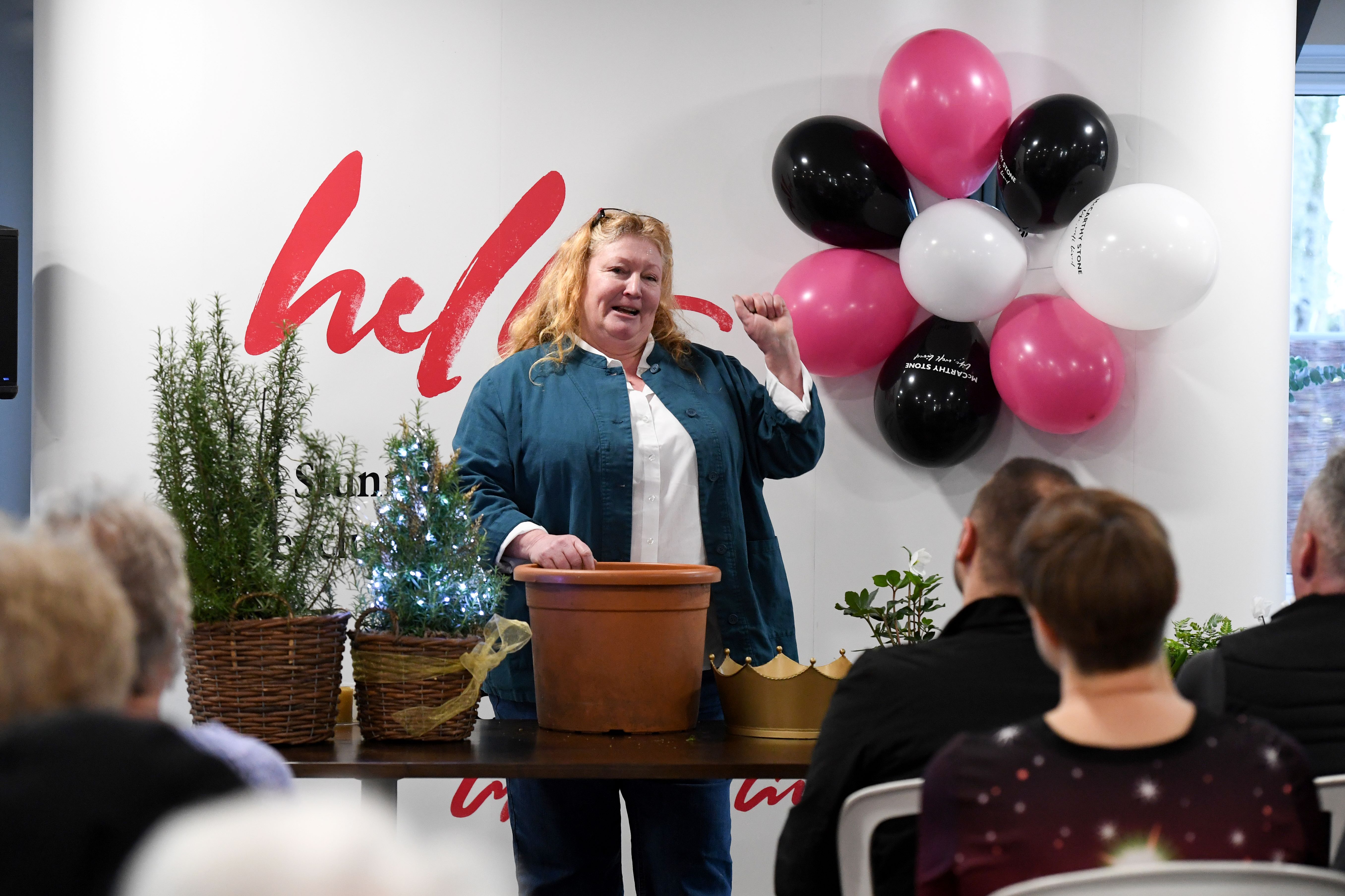 Charlie Dimmock shows guests how to make the perfect Christmas display