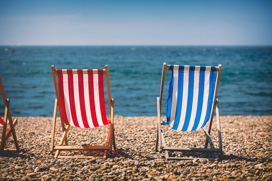 Deckchairs on a beach