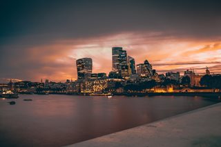 London skyline at sunset