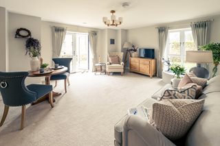 A stylish retirement apartment living and dining room