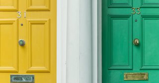 a green door with a white door