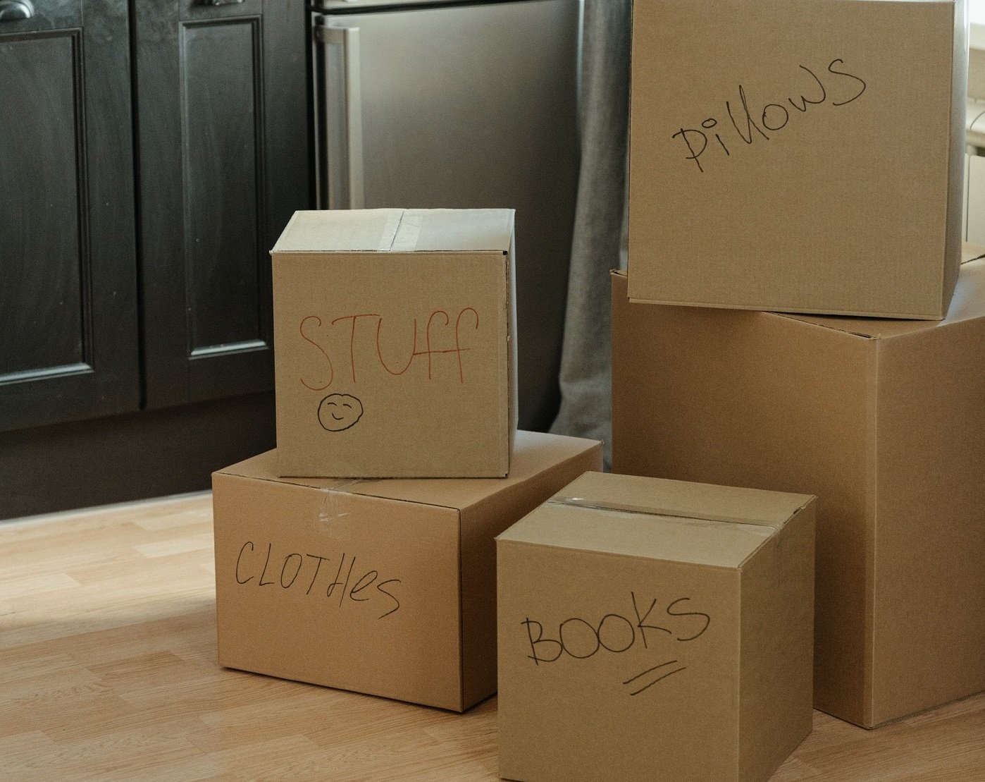 Boxes on moving day