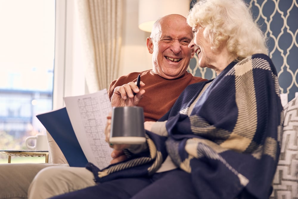 a man and woman laughing