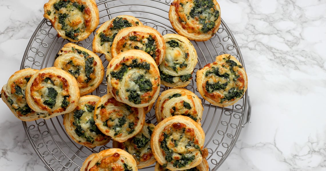 a tray of pizzas