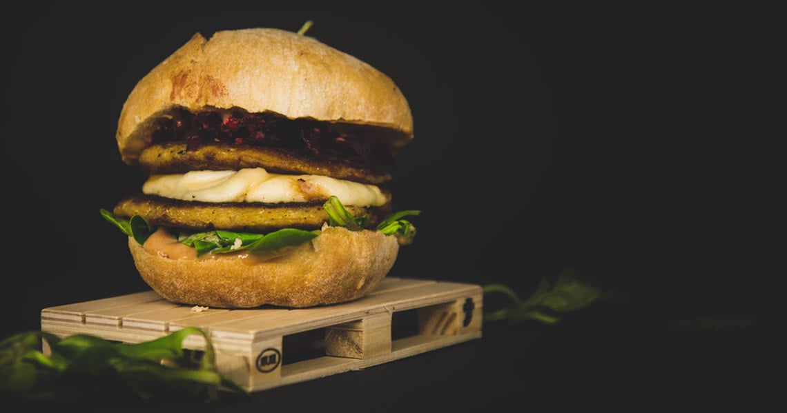 a hamburger on a plate