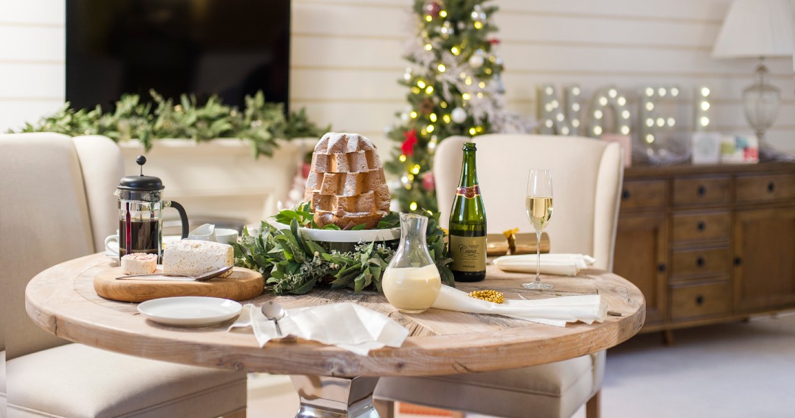 a table with food and wine