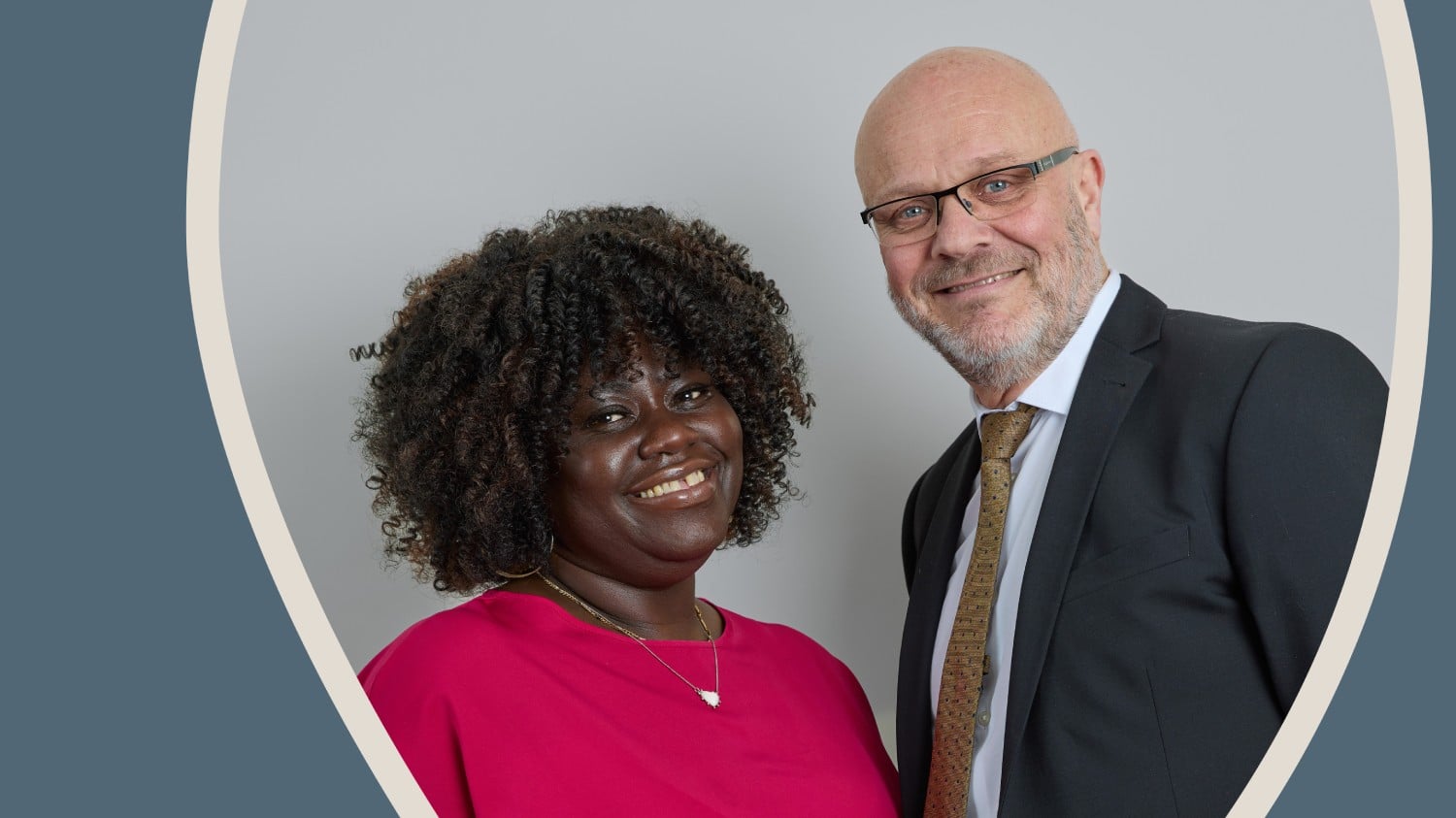 a man and woman smiling