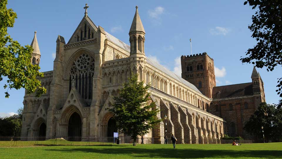 a large building with St Albans Cathedral