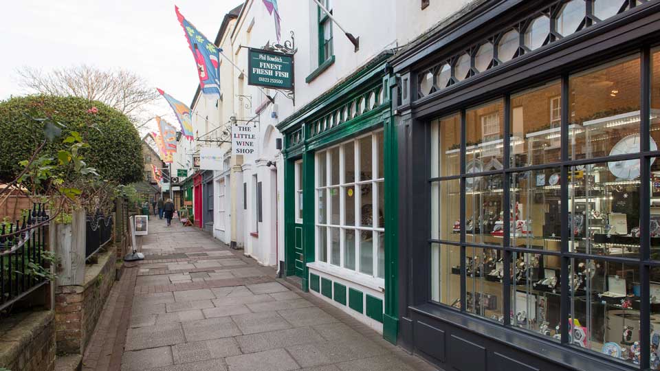 a street with a storefront