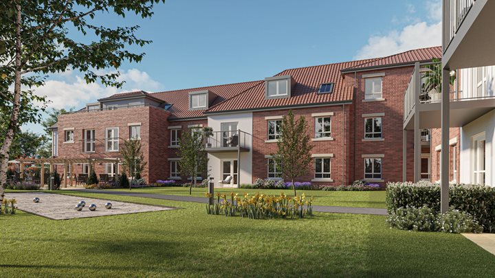 CGI visualisation showing what McCarthy Stone’s new retirement development will look like.