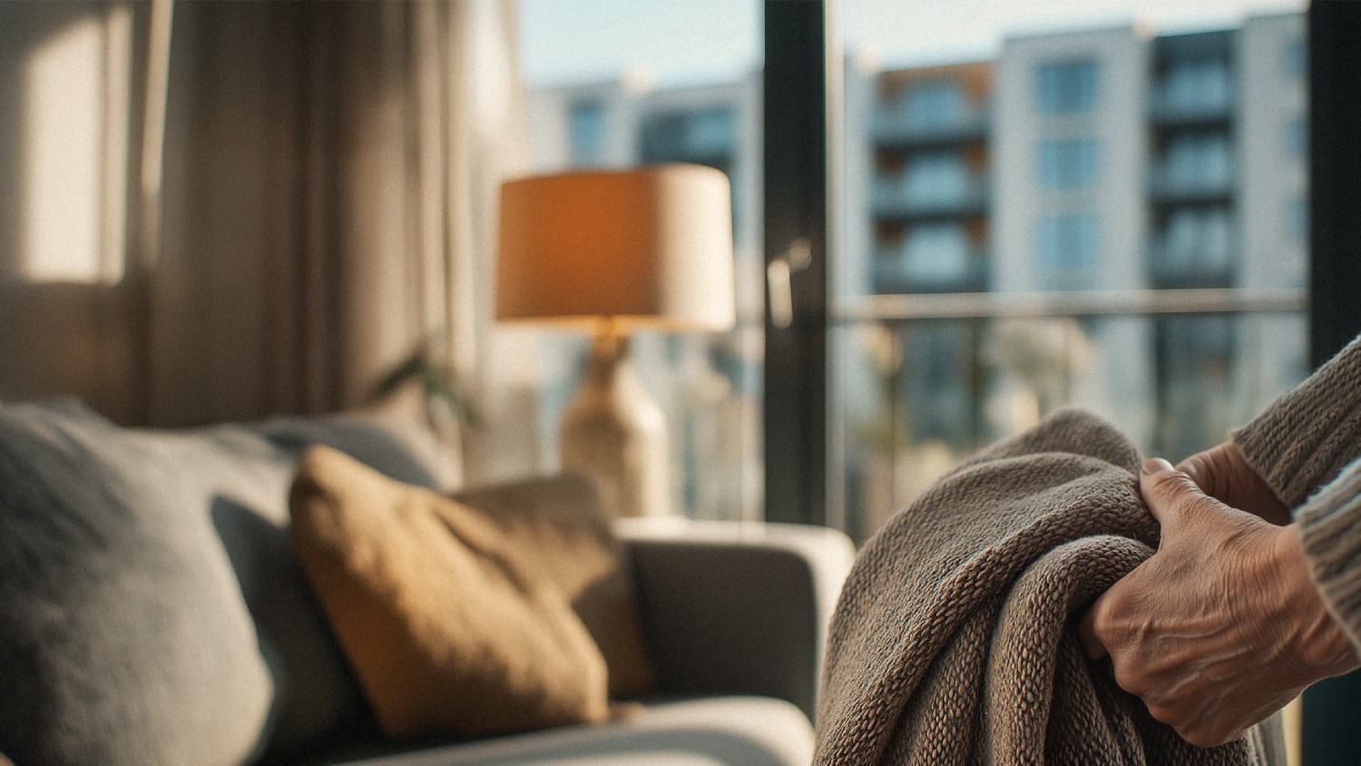 a person holding a blanket