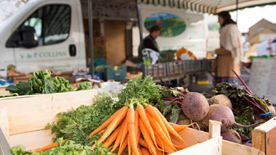 a market with vegetables