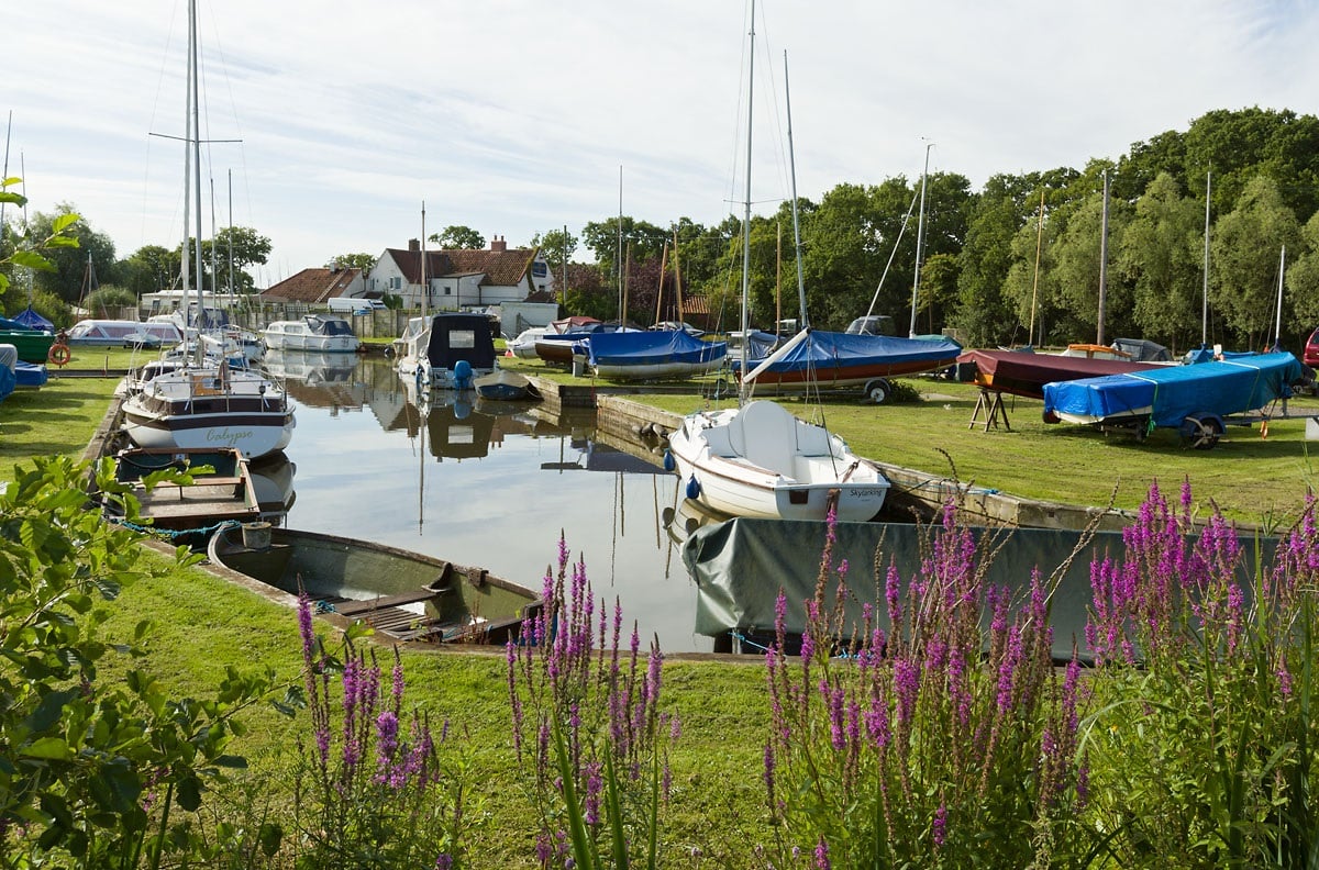boats are parked in the water