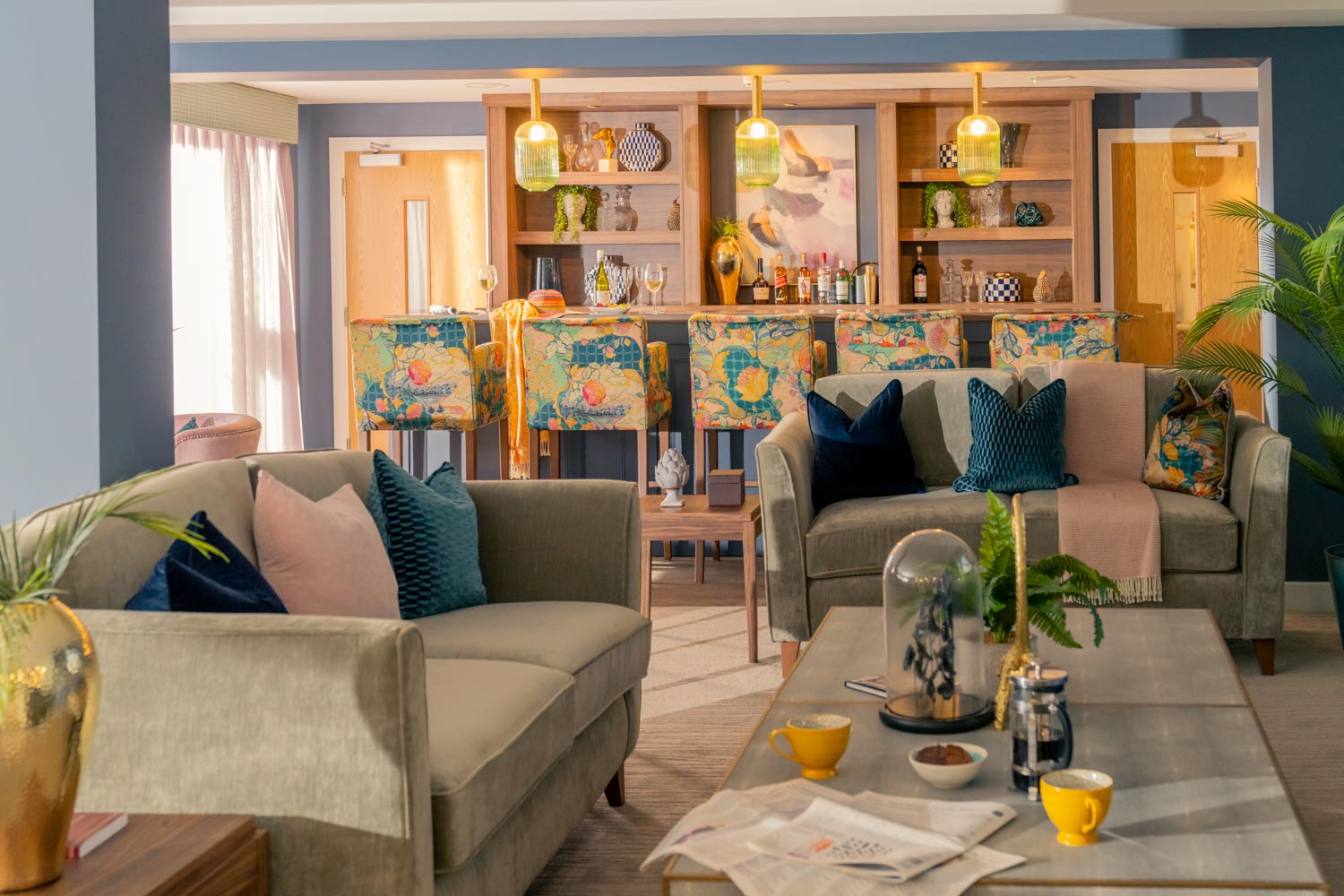 The communal lounge of McCarthy Stone retirement community by the coast.