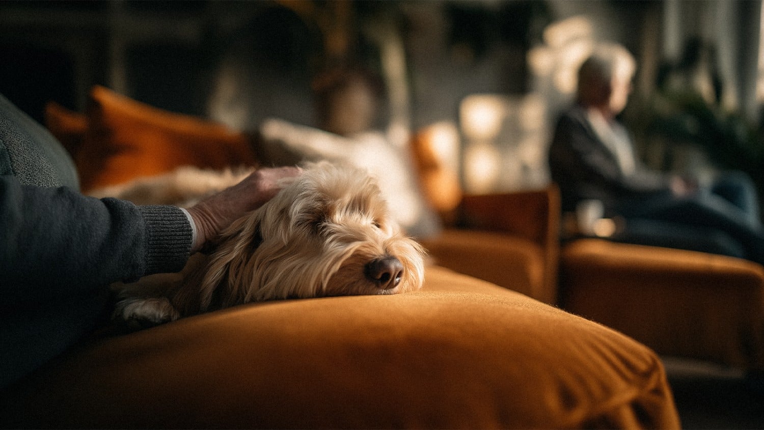 a dog lying on a couch