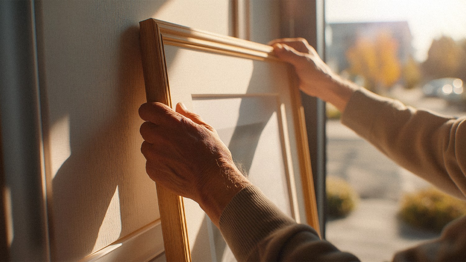 a person holding a wooden frame