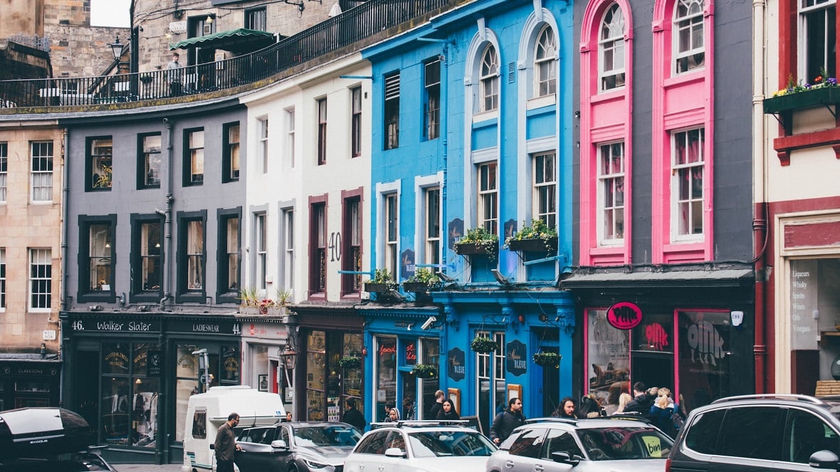 A shopping street in Edinburgh