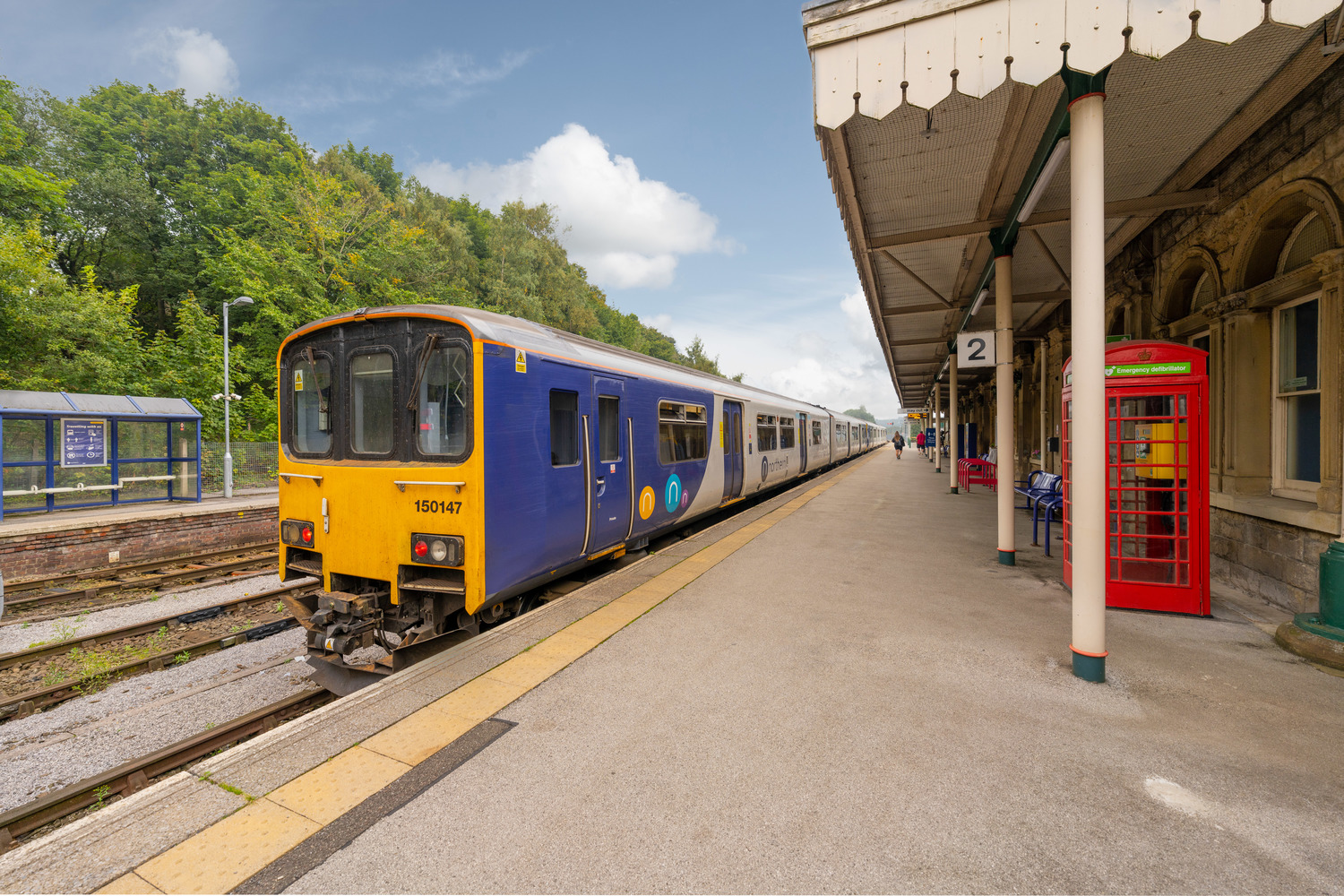 A train pulled in at Buxton Train Station in Derbyshire.