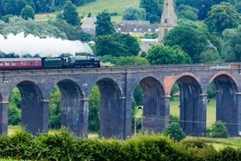 a train on a bridge