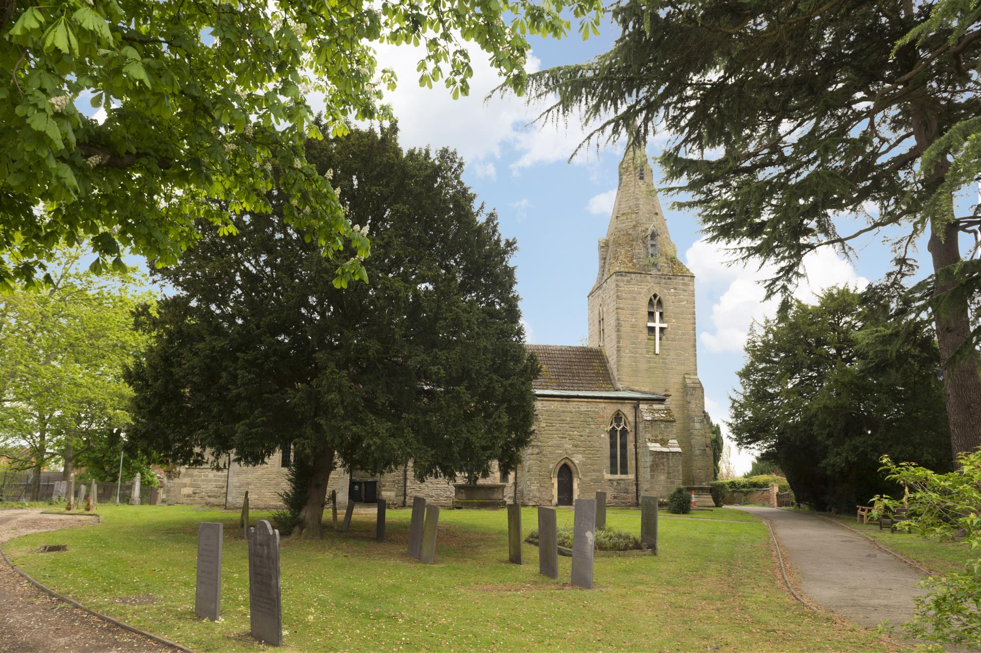 a church with a tower