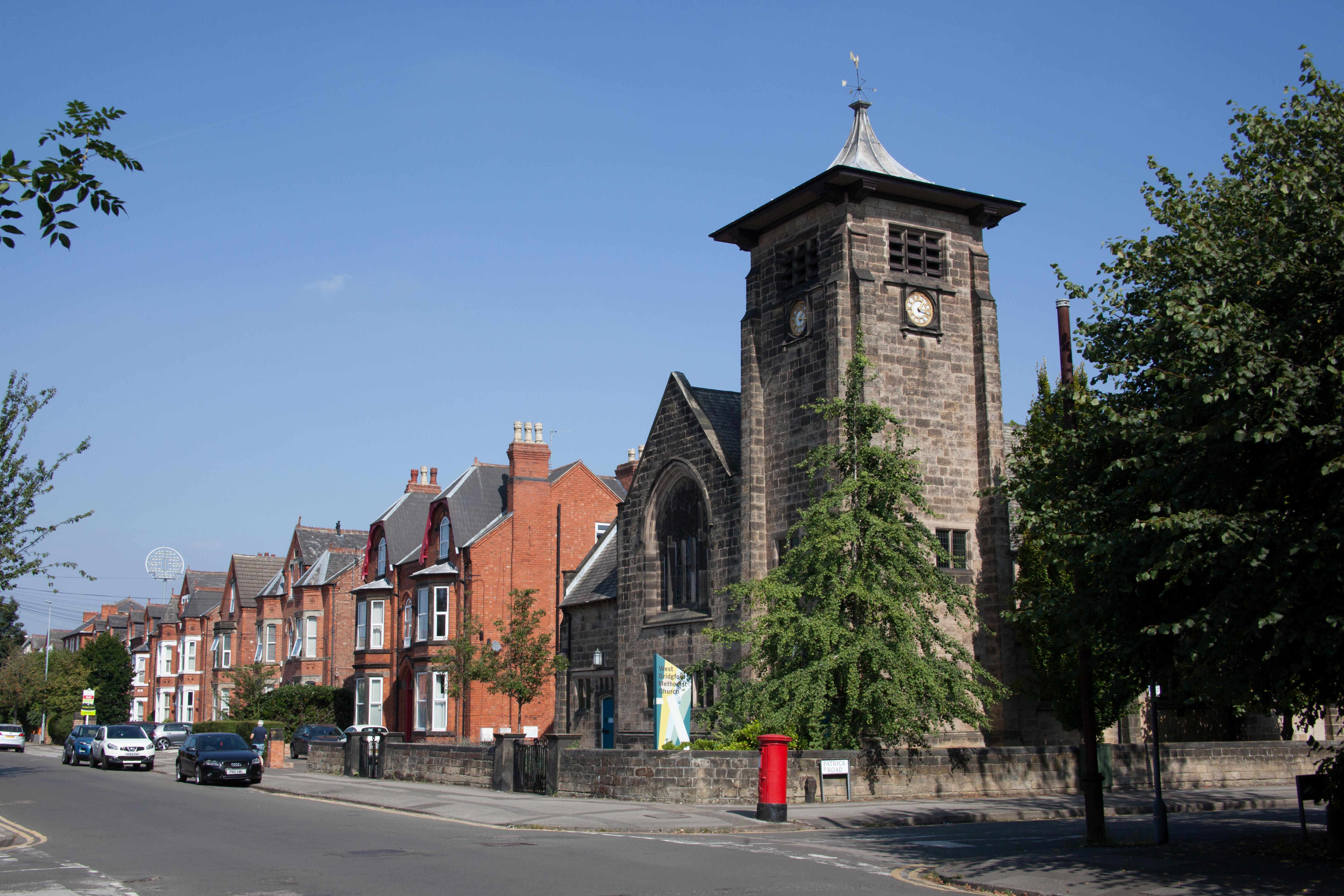 A clock tower in the centre of West Bridgford, Nottingham