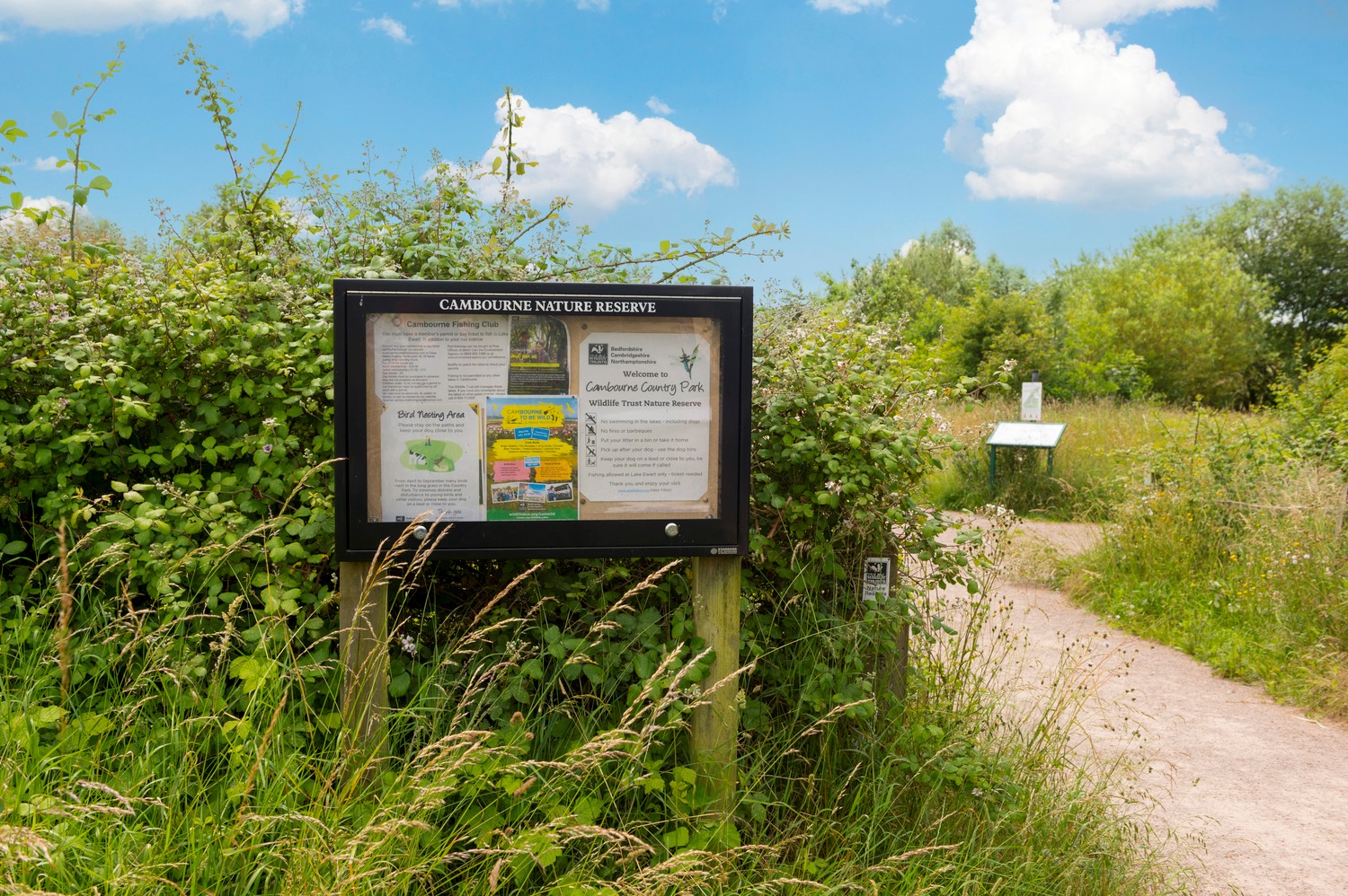 Entrance sign to Cambourne Nature Reserve.