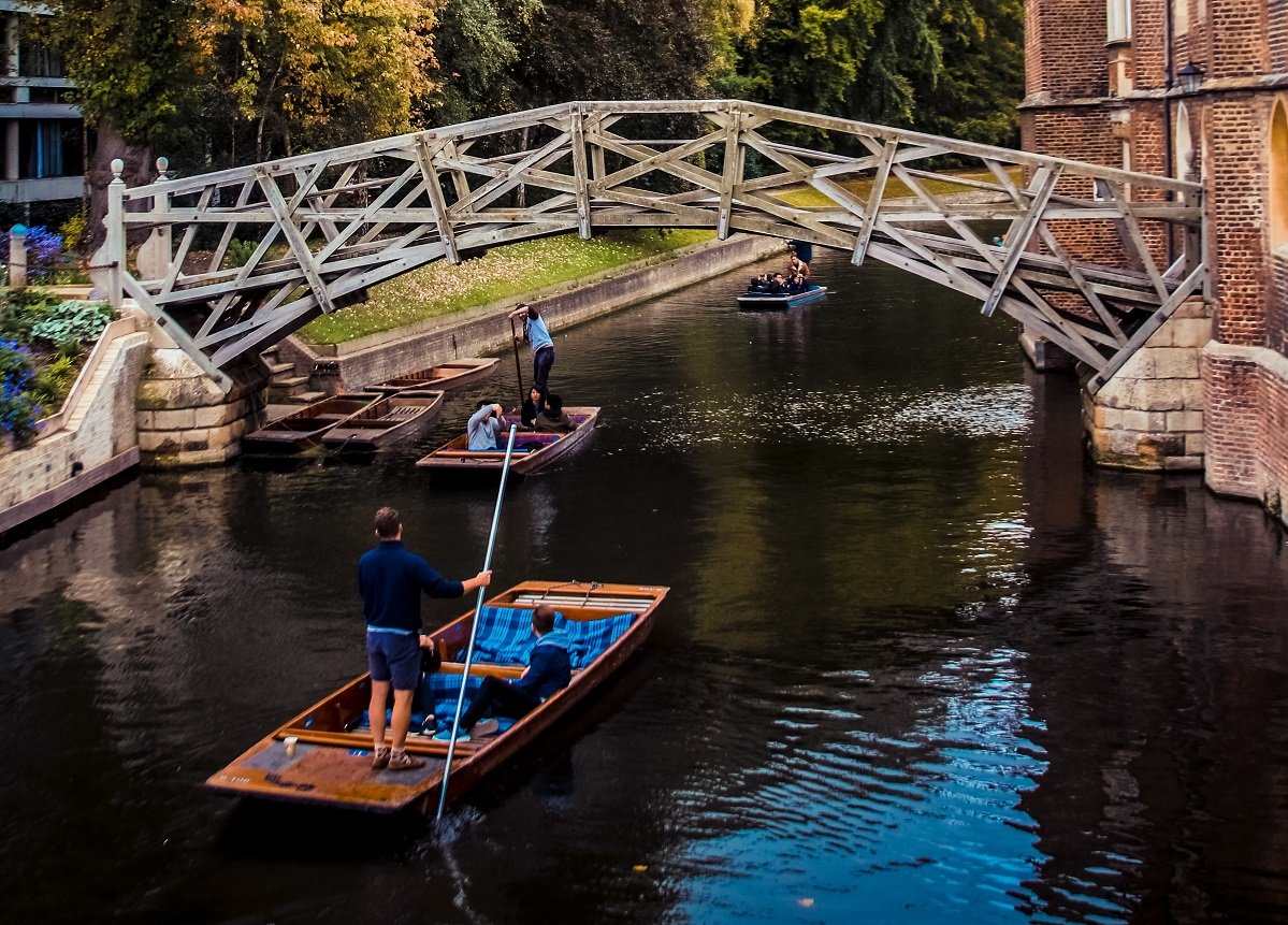 Punts on the river in Cambridge