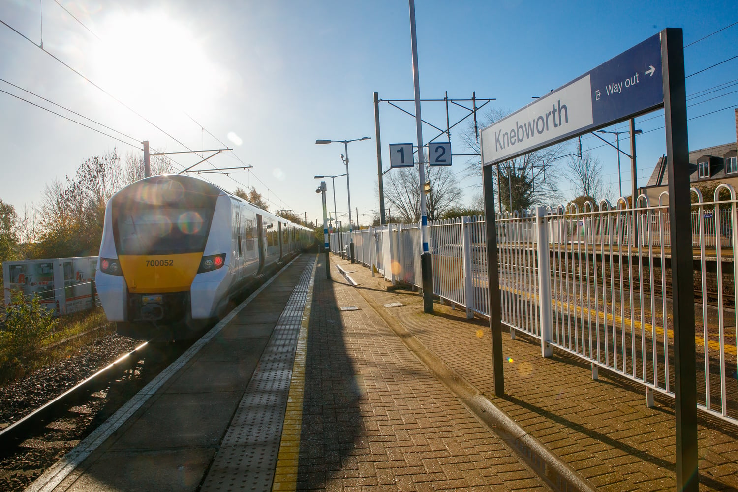 The platform at Knebworth train station providing a half-hourly service to London Kings Cross. 